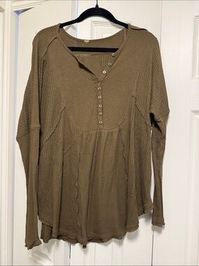 Women’s Free People Olive Henley Long Sleeve Top